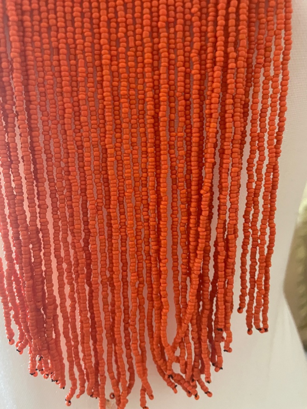 Boho Orange Beaded Fringe Statement Necklace - Picture 3 of 4